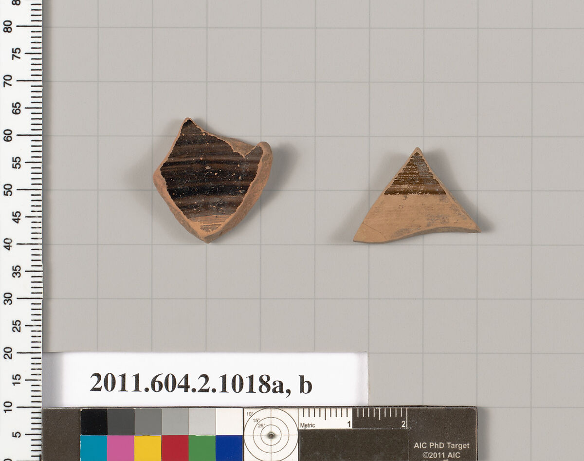 Terracotta fragments of oinochoai (jugs), Terracotta, Greek, Attic