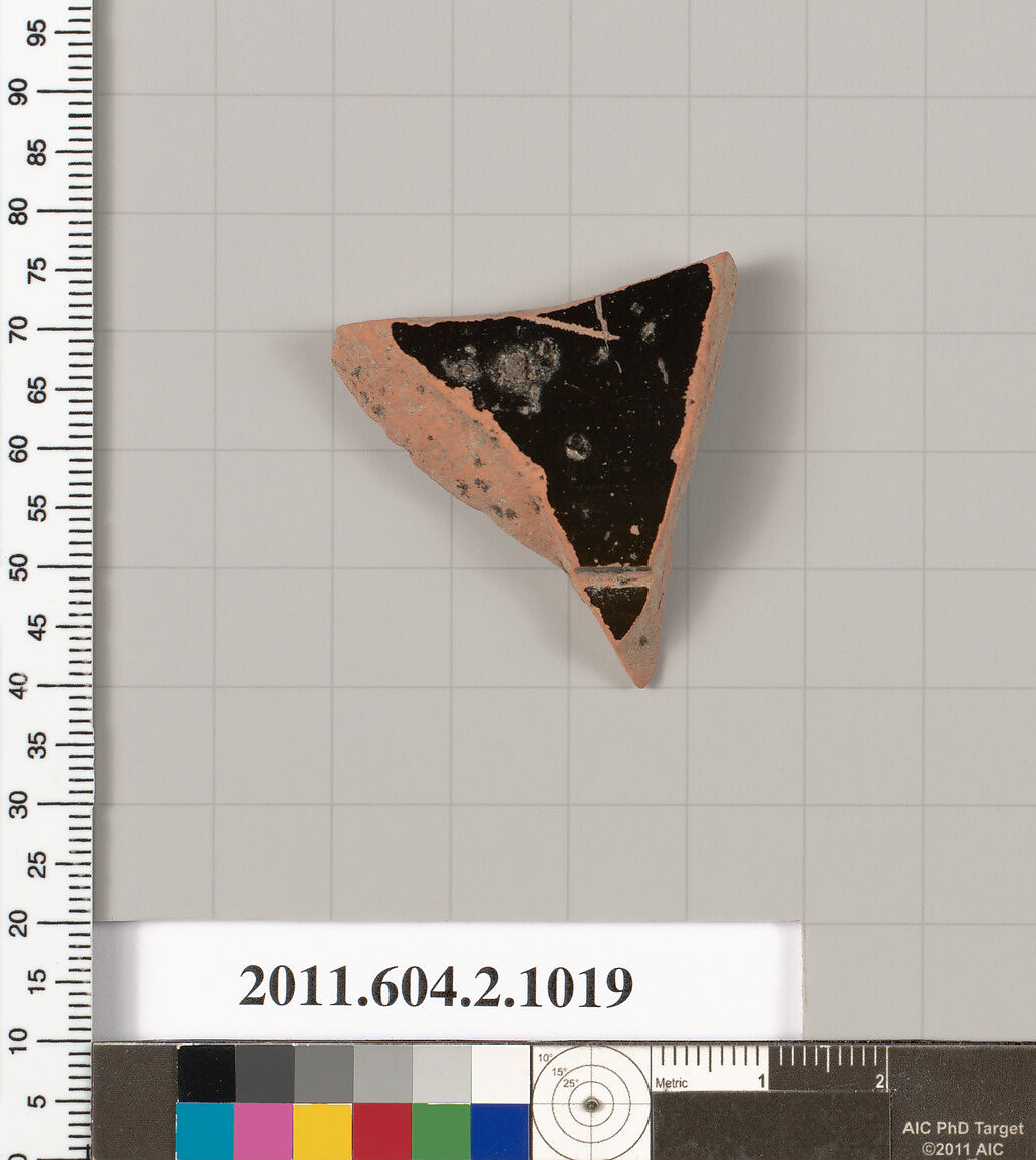 Terracotta fragment of an oinochoe (jug)?, Terracotta, Greek, Attic