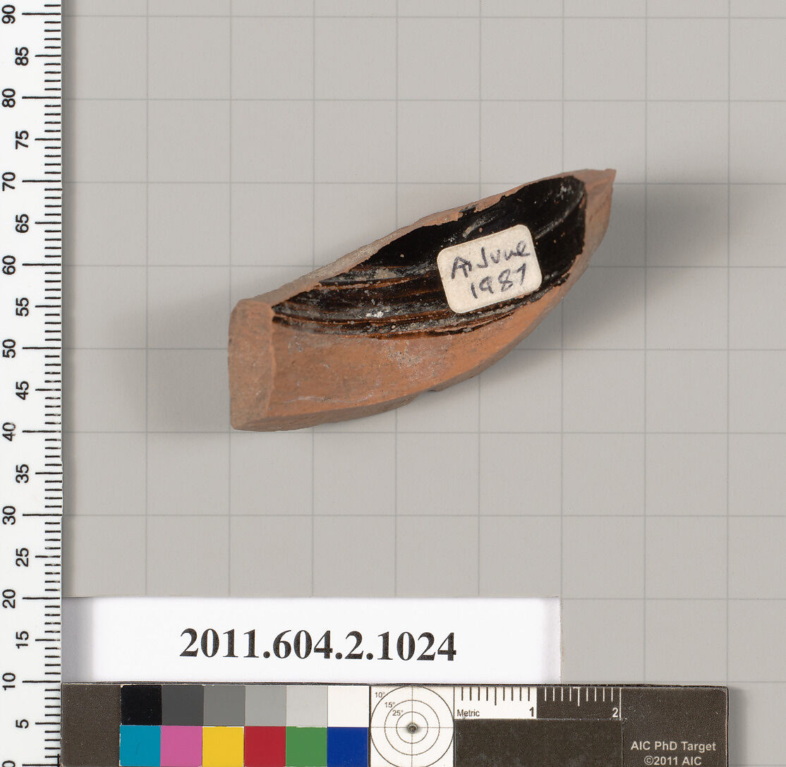 Terracotta fragment of an oinochoe (jug), Terracotta, Greek, Attic