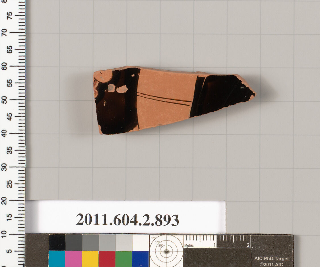 Terracotta fragment of a bell-krater (bowl for mixing wine and water), Terracotta, Greek, Attic 