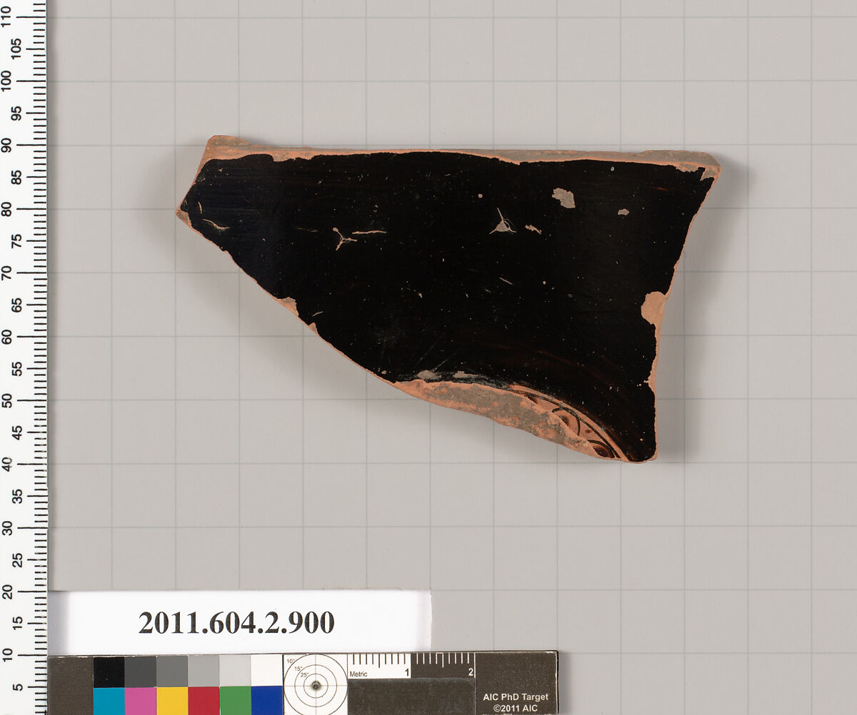 Terracotta fragment of a bell-krater (bowl for mixing wine and water), Terracotta, Greek, Attic