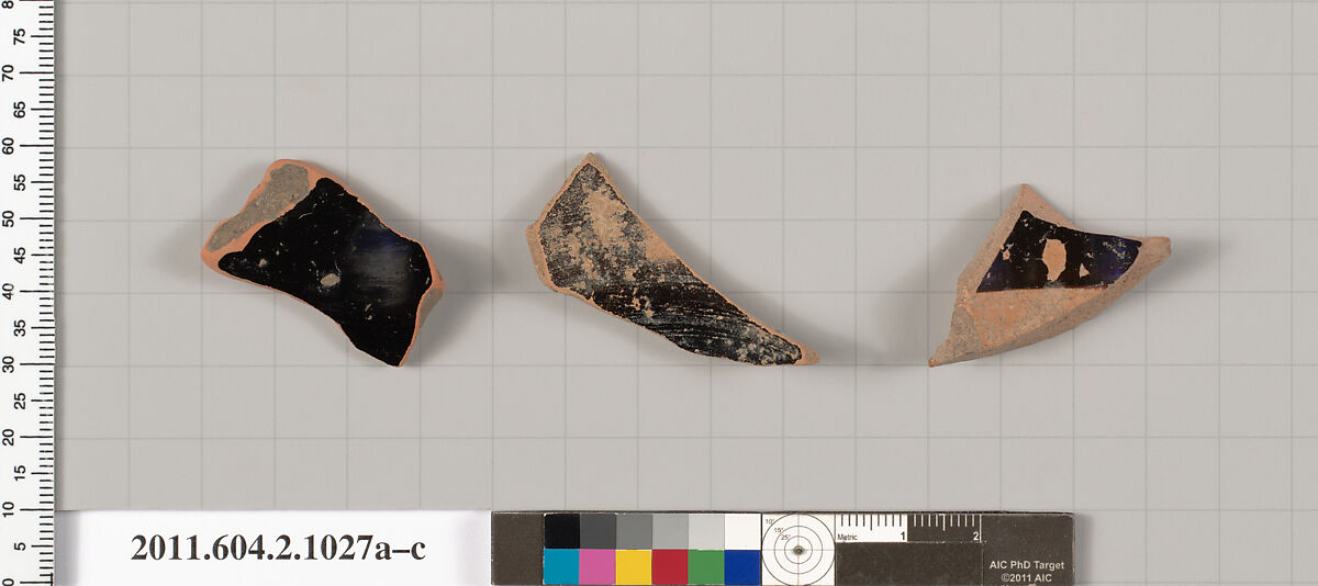 Terracotta fragments of oinochoai (jugs), Terracotta, Greek, Attic