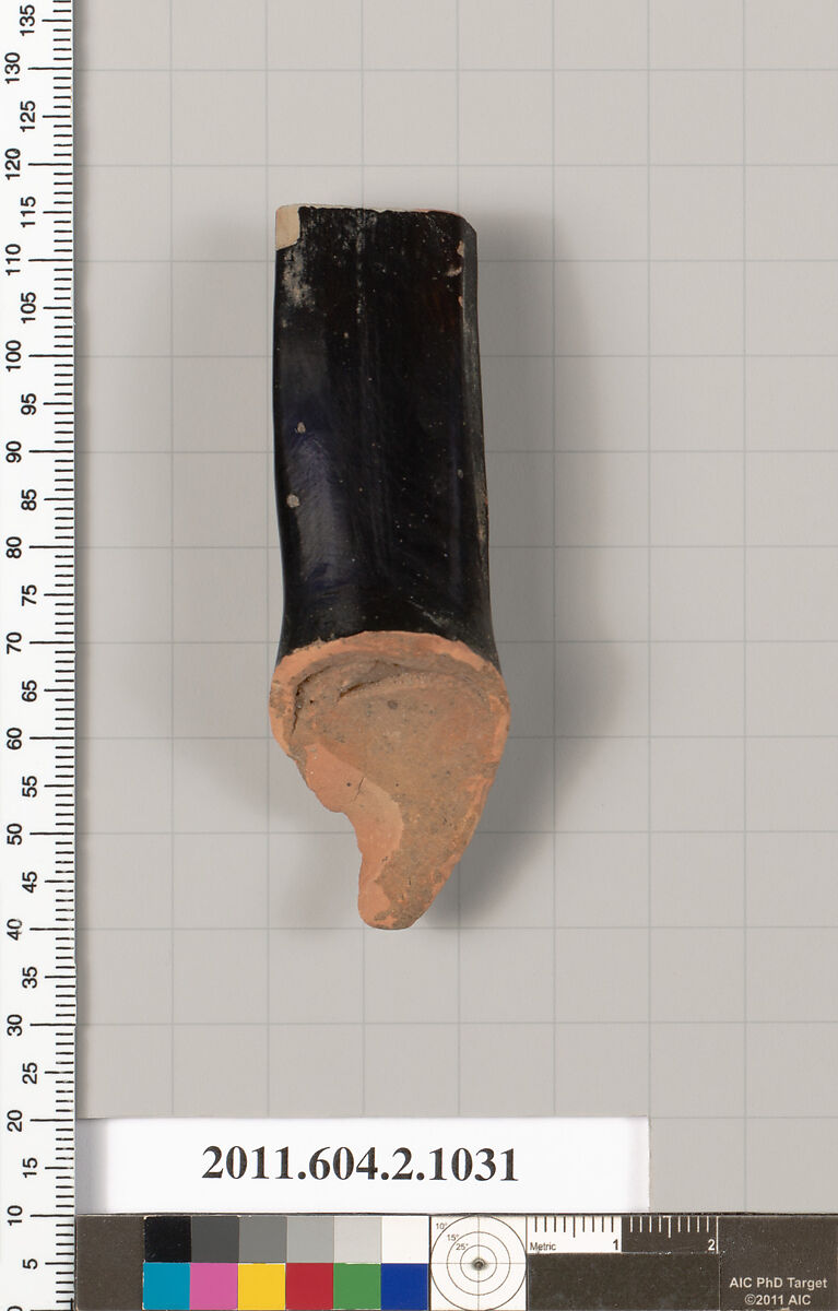 Terracotta fragment of an oinochoe (jug), Terracotta, Greek, Attic