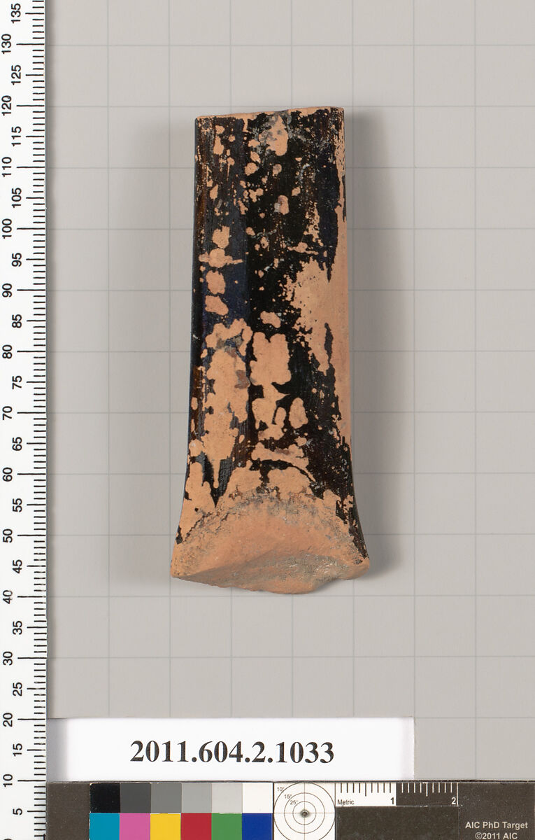 Terracotta fragment of an oinochoe (jug), Terracotta, Greek, Attic