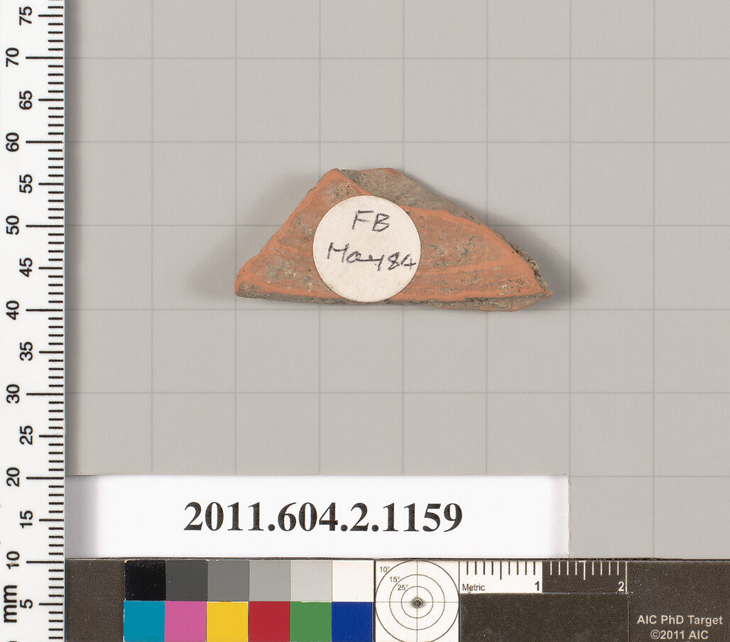 Terracotta fragment of an oinochoe (jug)?, Terracotta, Greek, Attic