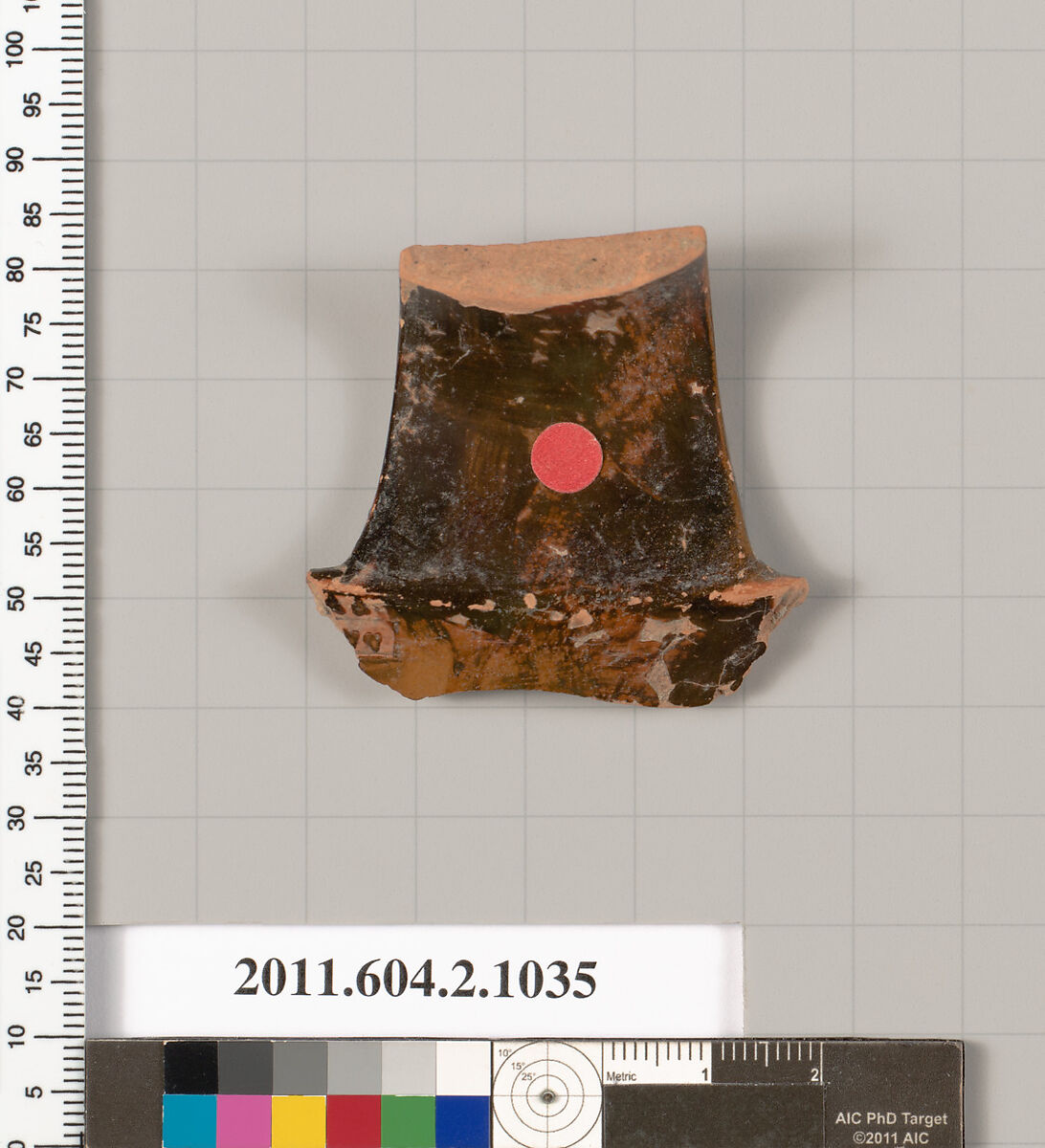 Terracotta fragment of an oinochoe (jug), Terracotta, Greek, Attic