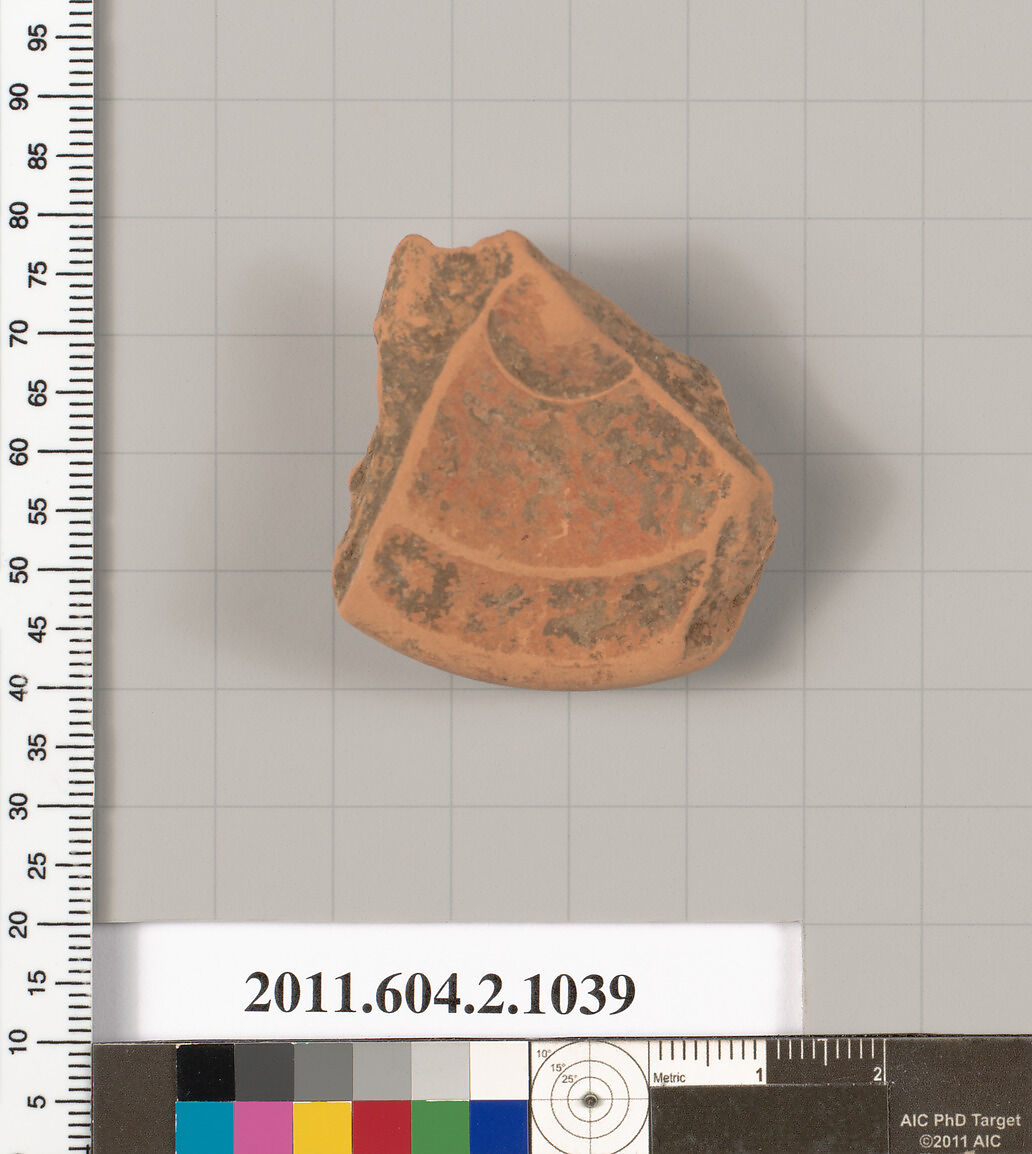 Terracotta fragment of an oinochoe (jug), Terracotta, Greek, Attic