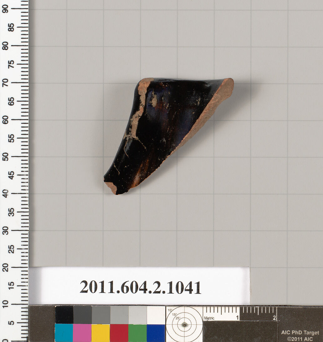 Terracotta fragment of an oinochoe (jug), Terracotta, Greek, Attic