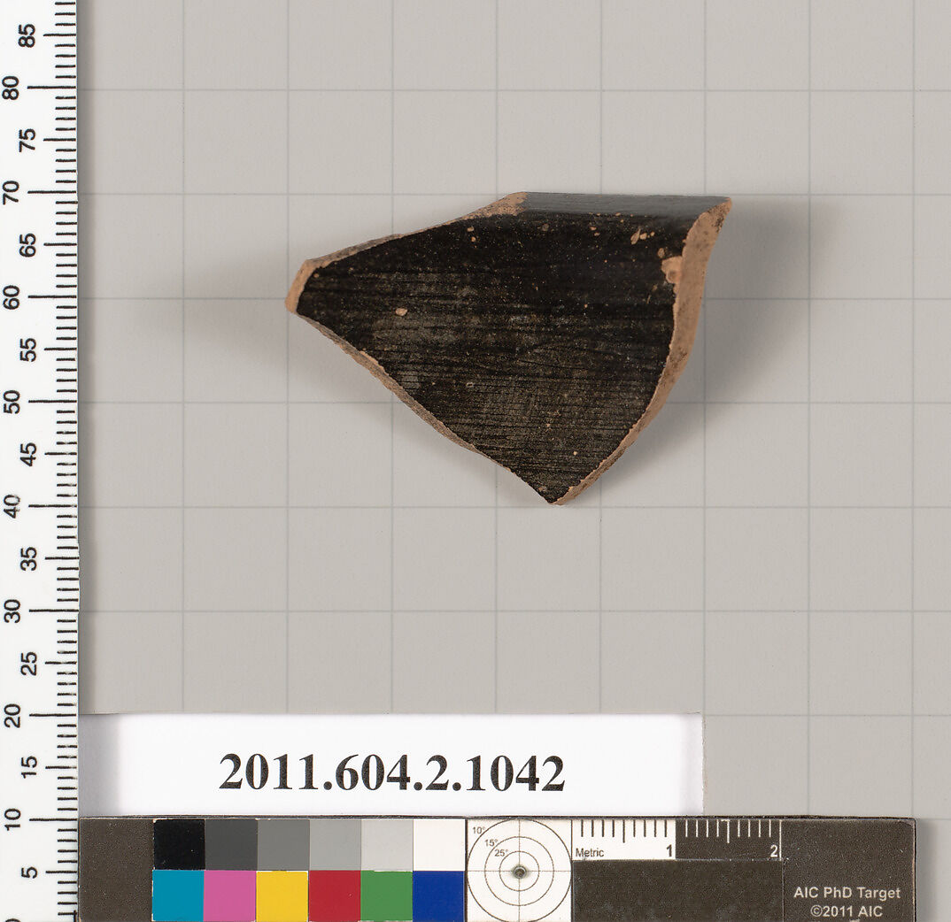 Terracotta fragment of an oinochoe (jug)?, Terracotta, Greek, Attic