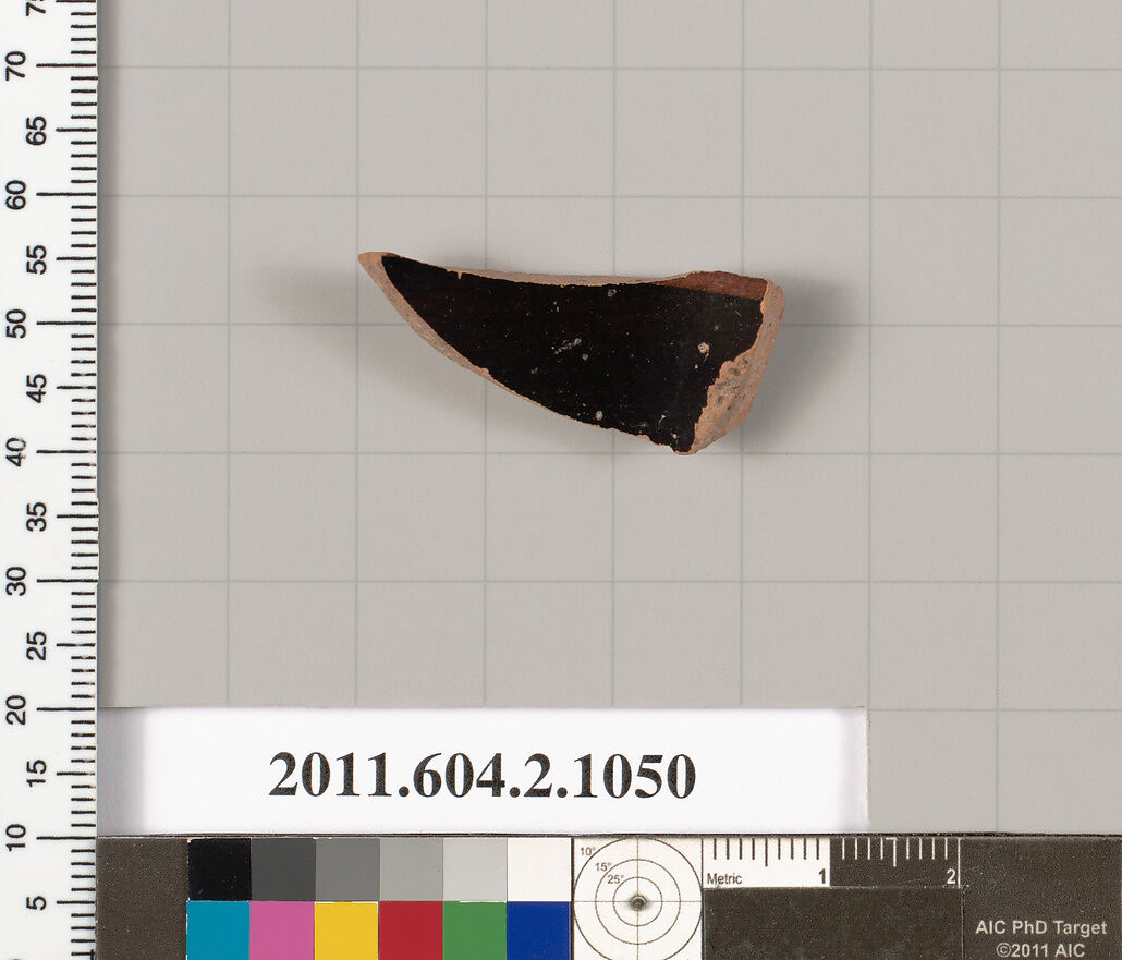 Terracotta fragment of a pelike (jar), Terracotta, Greek, Attic