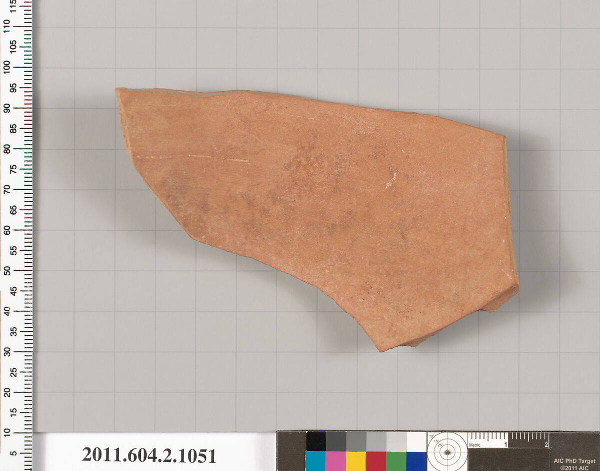 Terracotta fragment of a pelike (jar), Terracotta, Greek, Attic