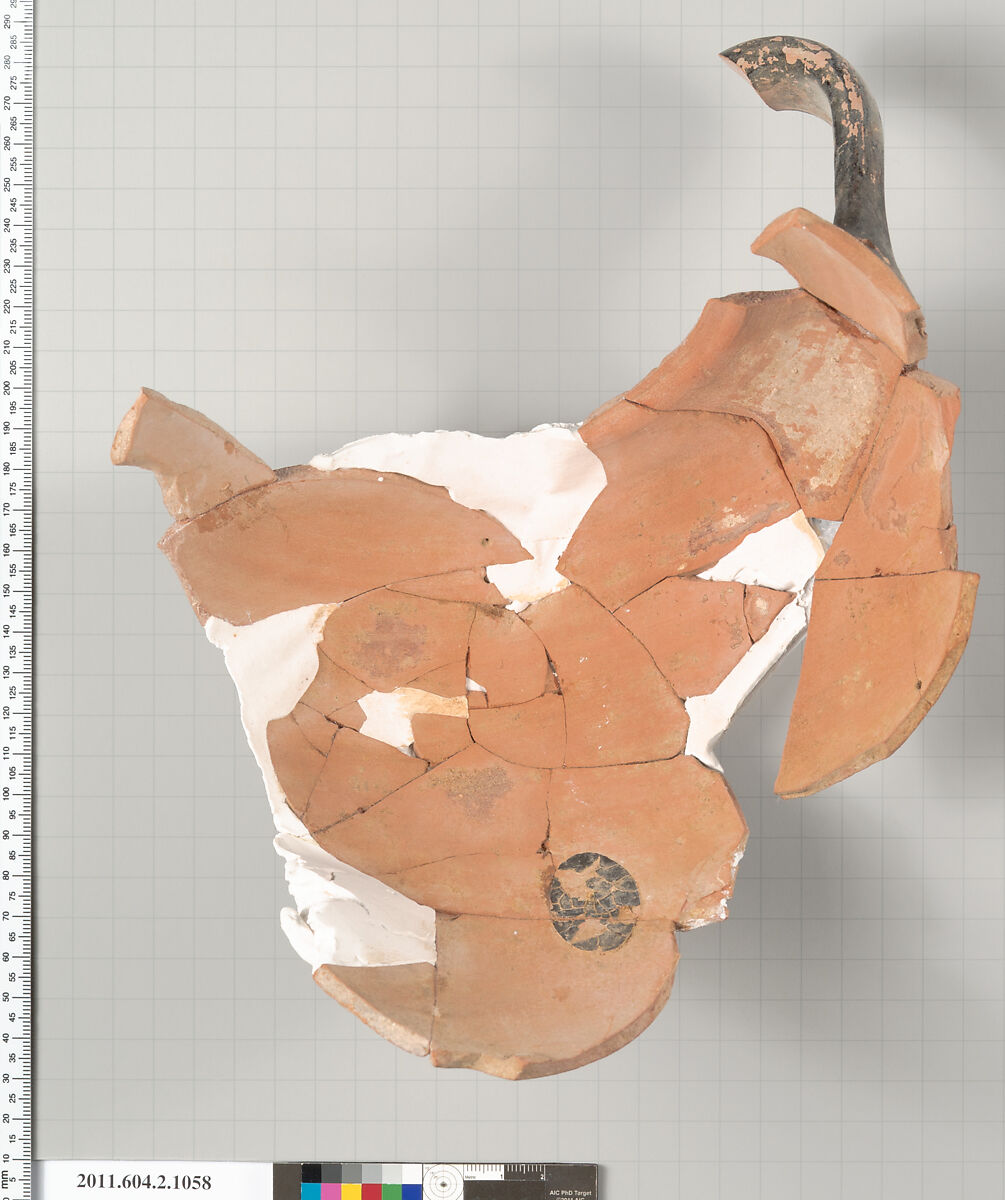 Terracotta fragment of a pelike (jar), Terracotta, Greek, Attic