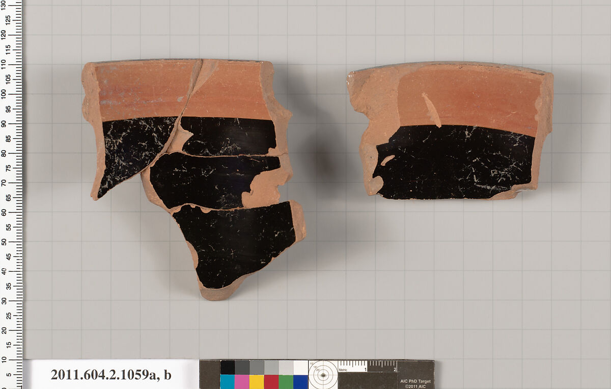 Terracotta fragments of a pelike (jar), Terracotta, Greek, Attic