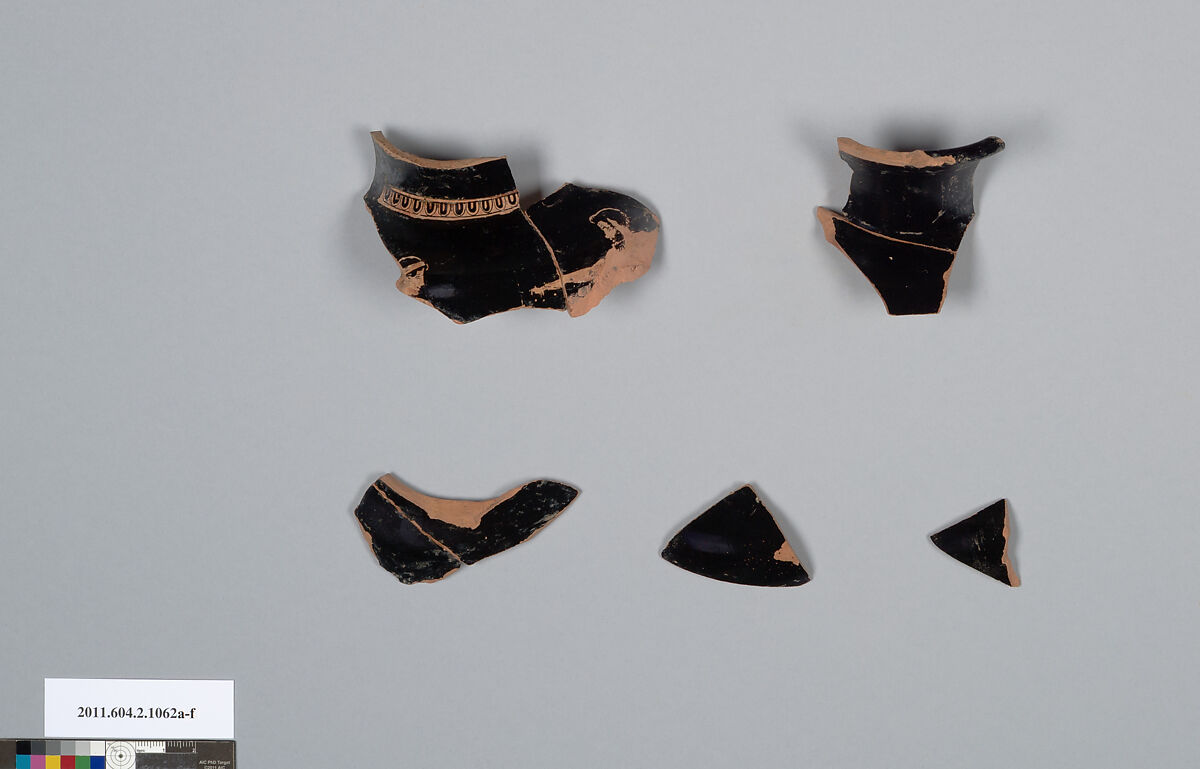 Terracotta fragments of an oinochoe (jug), Terracotta, Greek, Attic