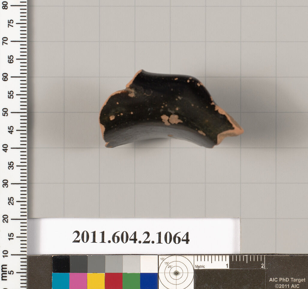 Terracotta fragment of a trefoil oinochoe (jug), Terracotta, Greek, Attic