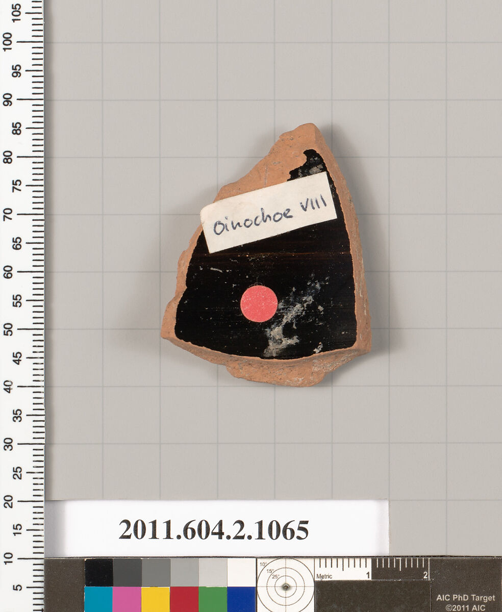 Terracotta fragment of a mug, oinochoe, shape 8, Terracotta, Greek, Attic
