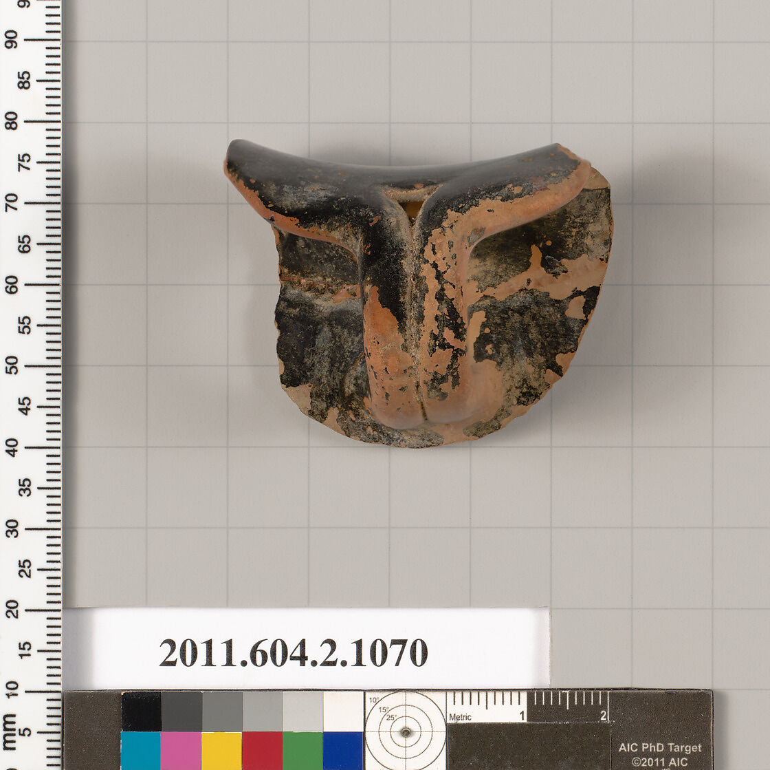 Terracotta fragments of a mug, oinochoe, shape 8, Terracotta, Greek, Attic 