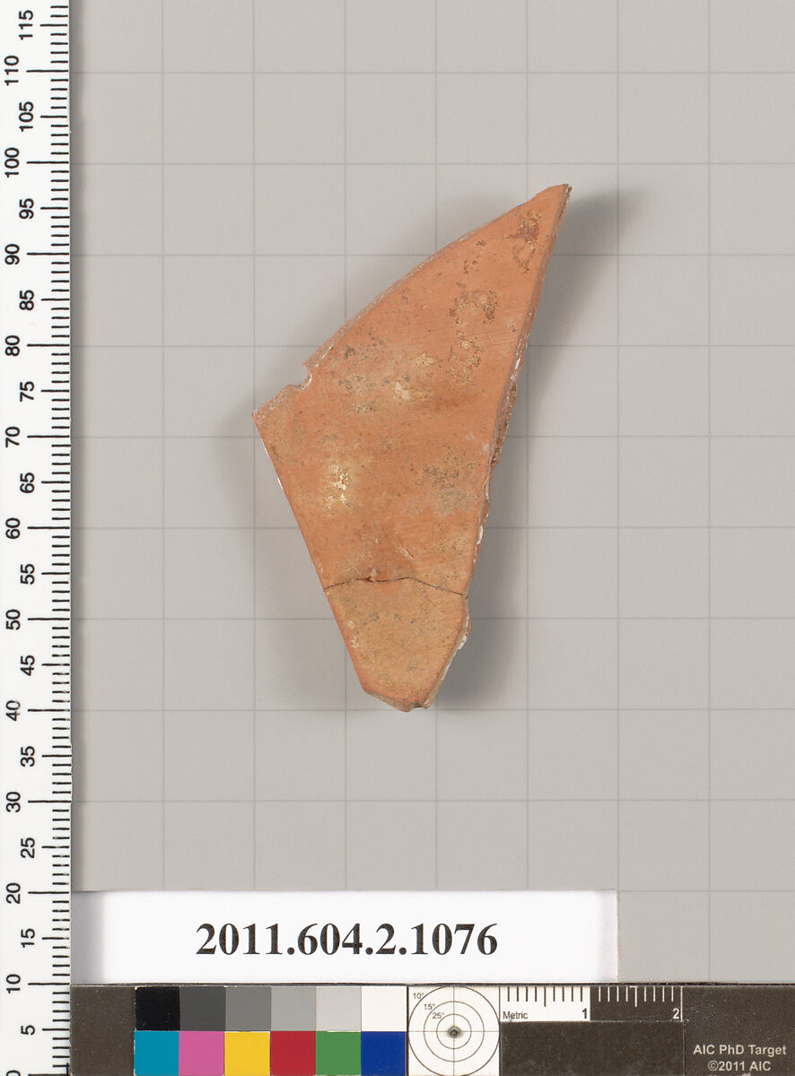 Terracotta fragment of a closed shape, Terracotta, Greek, Attic
