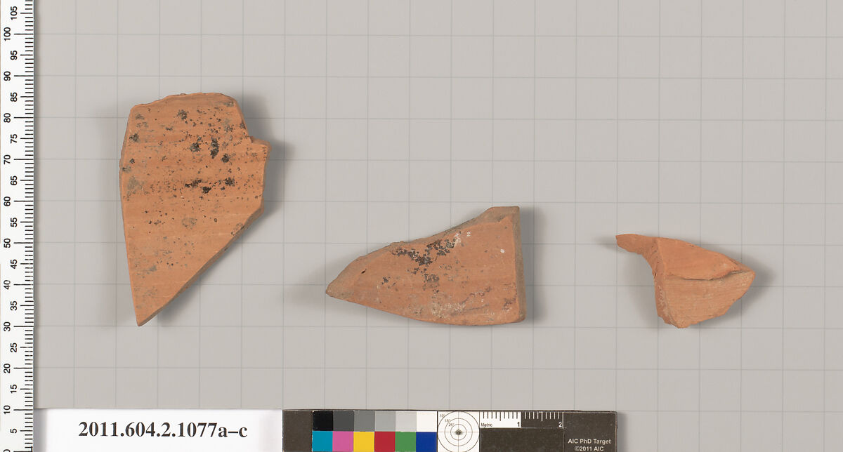 Terracotta fragments of closed shapes, Terracotta, Greek, Attic