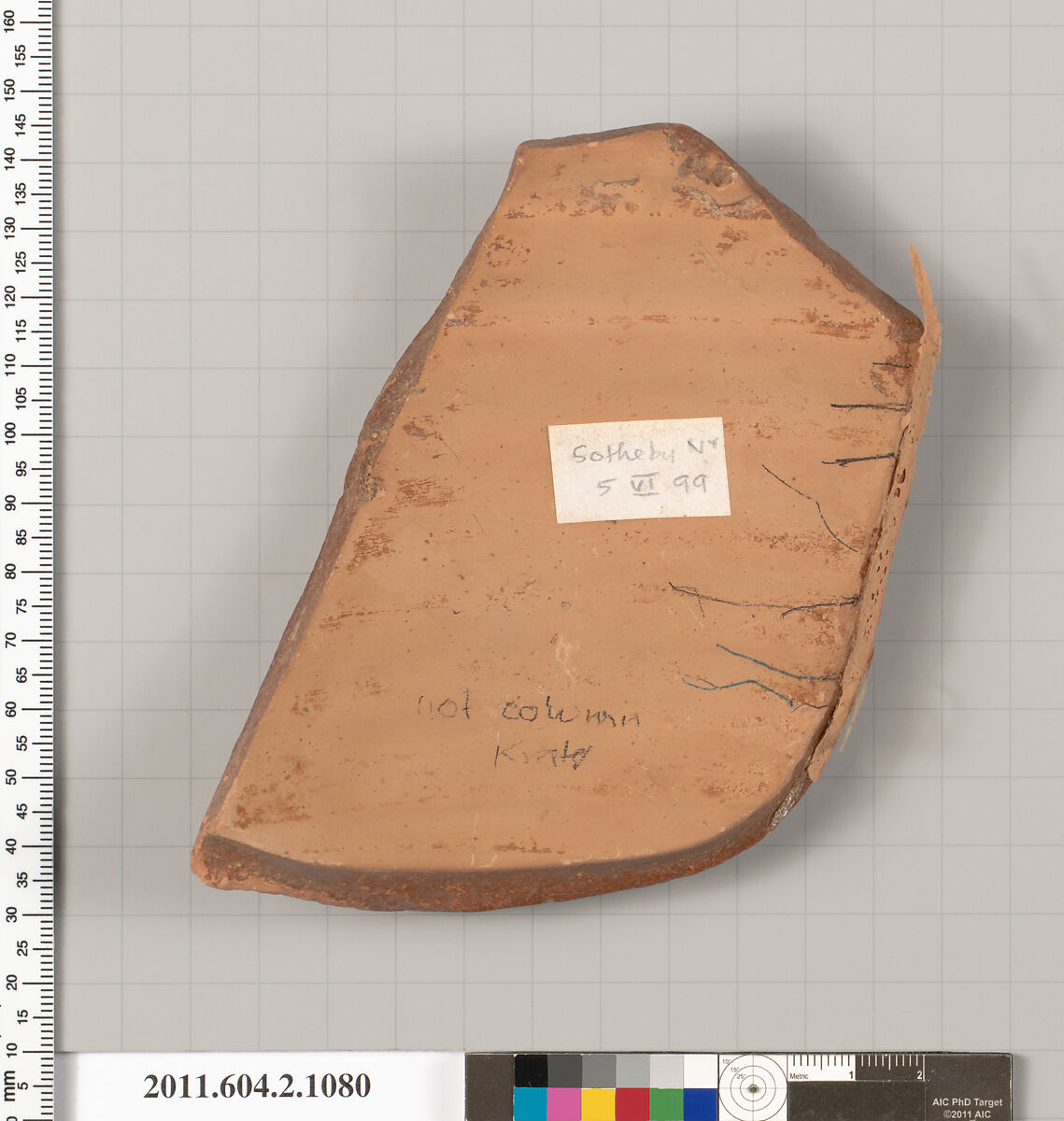 Terracotta fragment of a hydria (water jar), Terracotta, Greek, Attic
