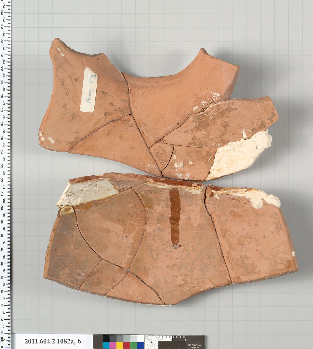 Terracotta fragments of a hydria: kalpis (water jar), Terracotta, Greek, Attic