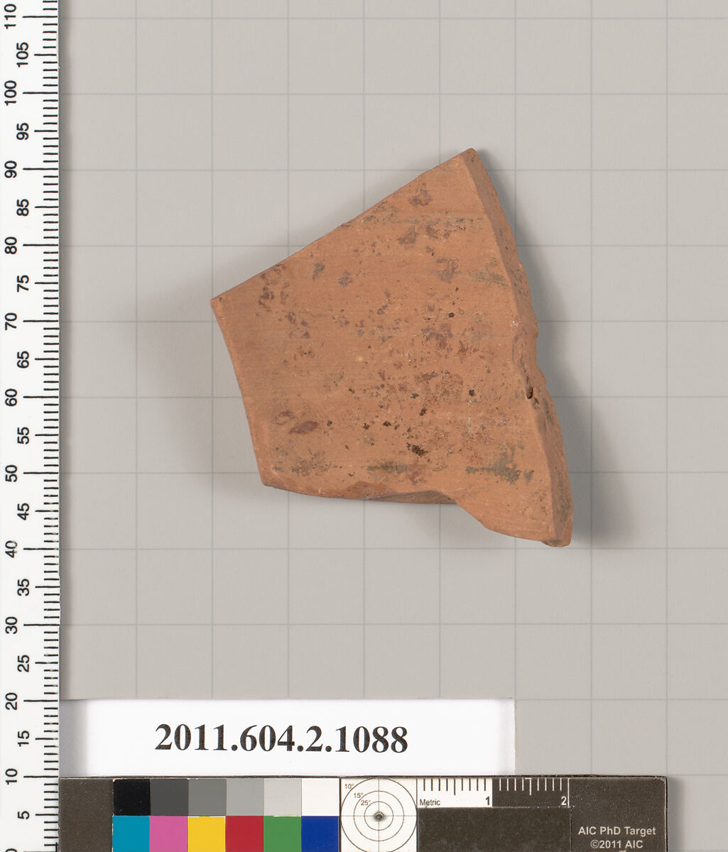 Terracotta fragment of a lekythos (oil flask), Terracotta, Greek, Attic