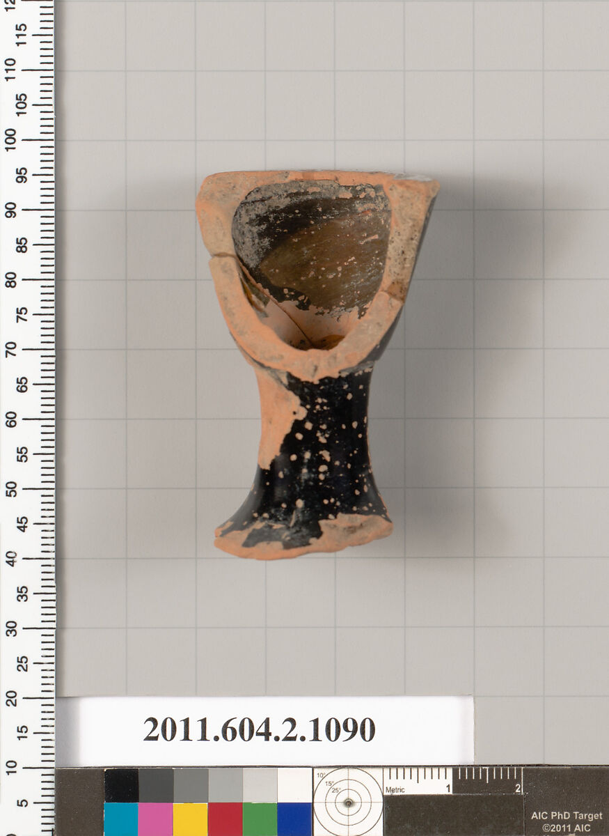 Terracotta fragment of a lekythos (oil flask), Terracotta, Greek, Attic