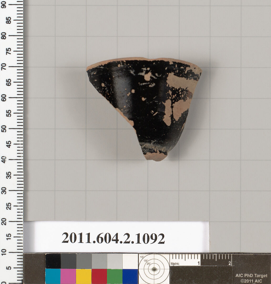 Terracotta fragment of a lekythos (oil flask), Terracotta, Greek, Attic 