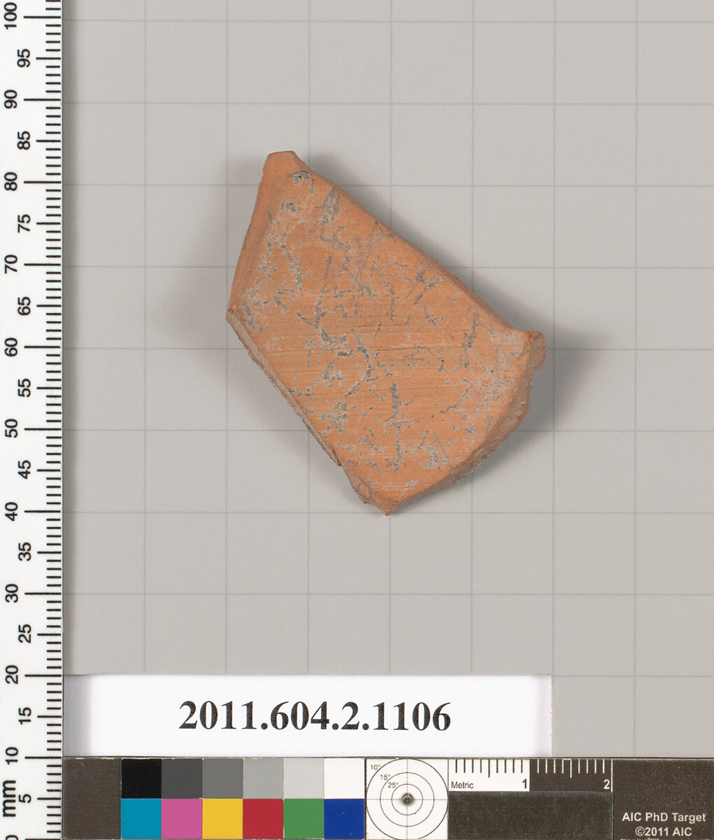 Terracotta fragment of a lekythos (oil flask), Terracotta, Greek, Attic