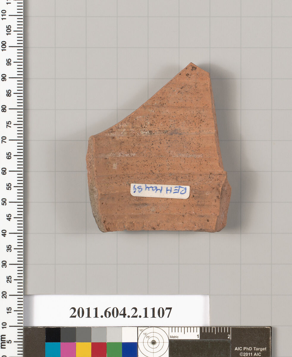 Terracotta fragment of a lekythos (oil flask), Terracotta, Greek, Attic