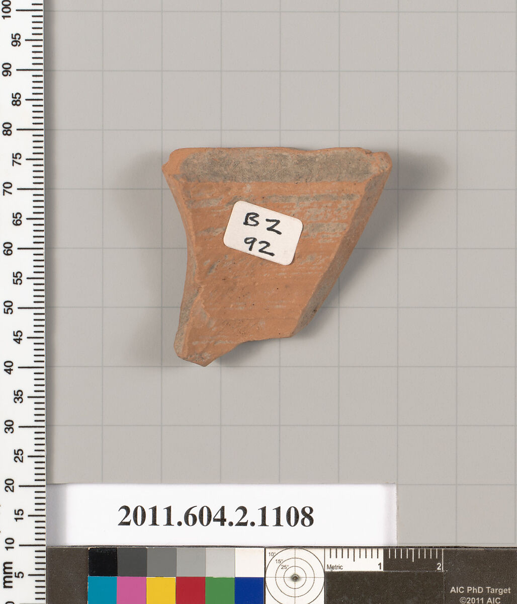 Terracotta fragment of a lekythos (oil flask), Terracotta, Greek, Attic