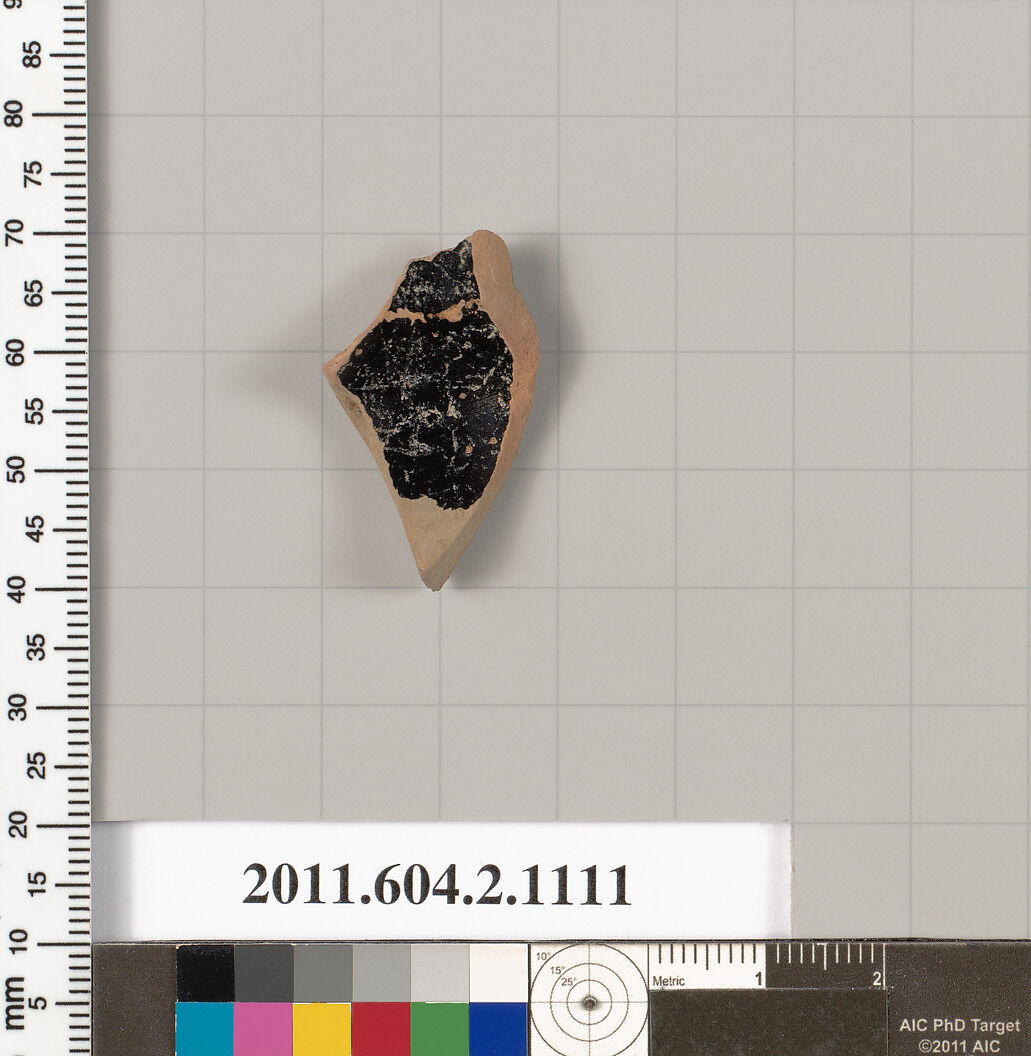 Terracotta fragment of a lekythos (oil flask), Terracotta, Greek, Attic