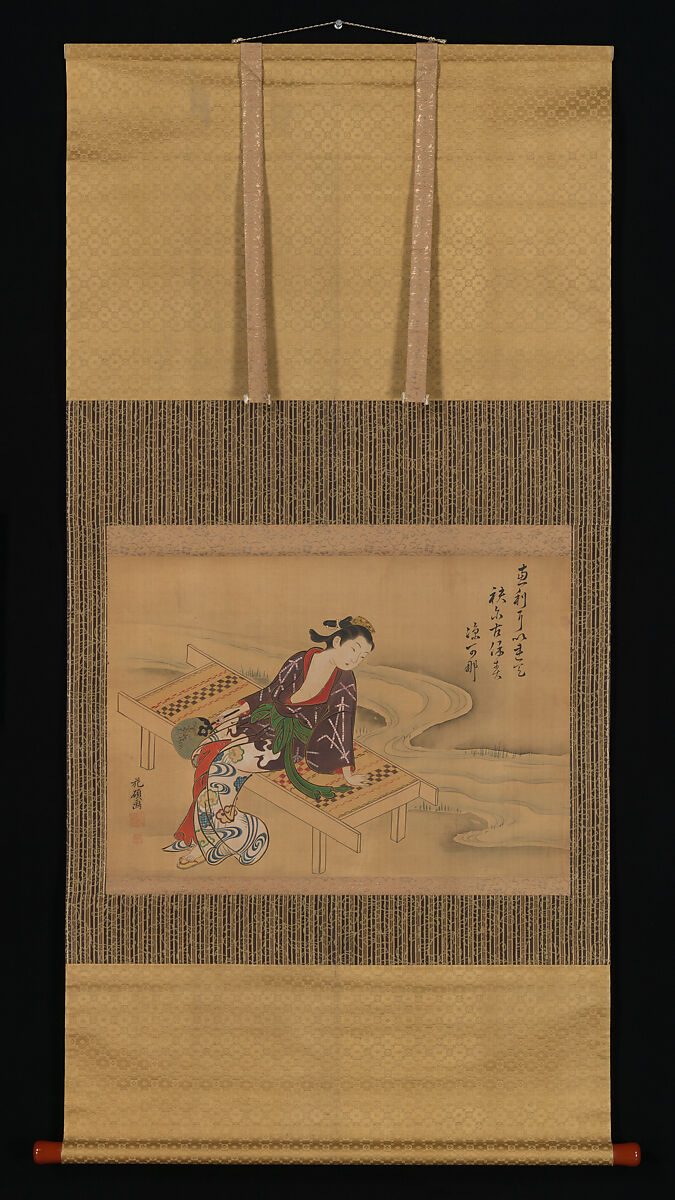 Enjoying the Cool Breeze, Kaseki (Japanese, active 18th century), Hanging scroll; ink and color on silk, Japan
