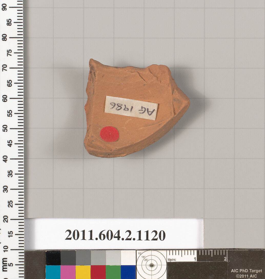 Terracotta fragment of an oinochoe: chous (jug), Terracotta, Greek, Attic