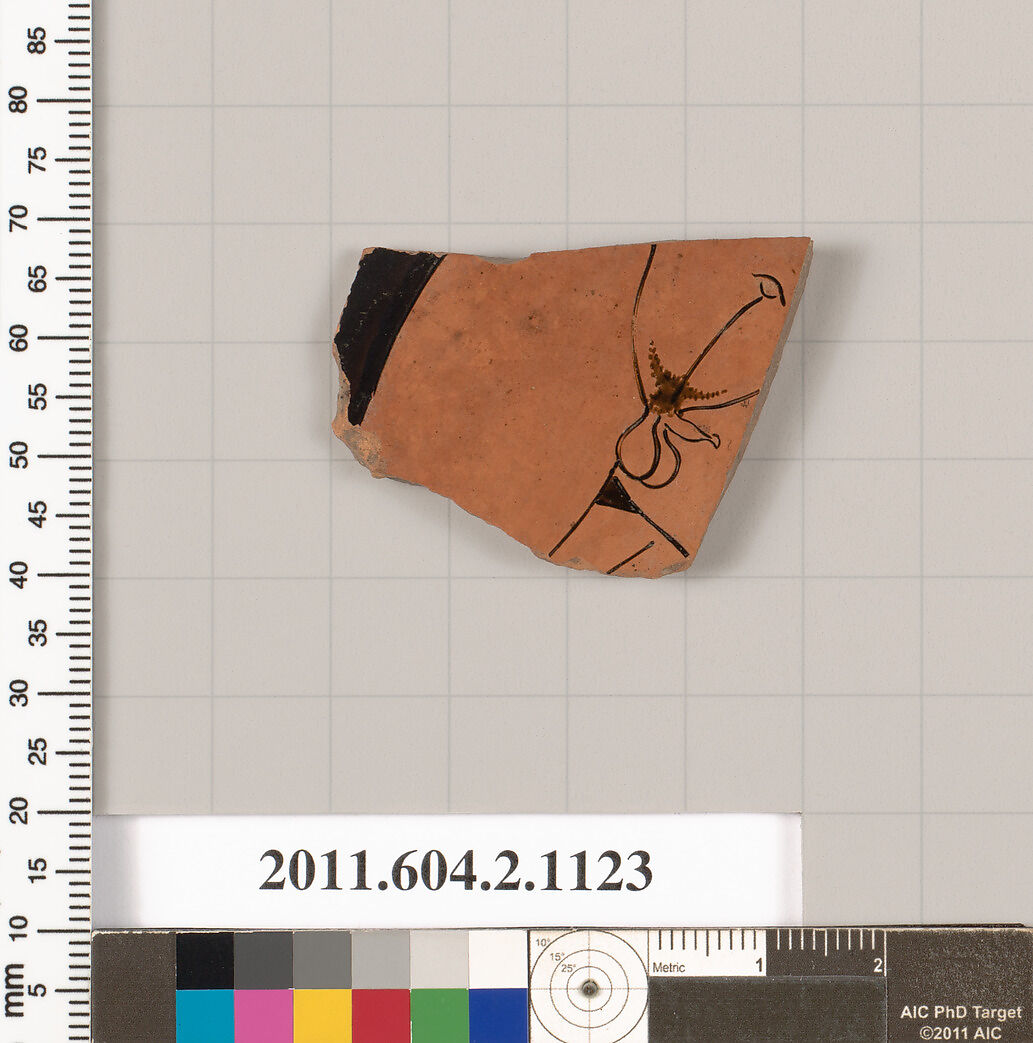 Terracotta fragment of a lekythos (oil flask)?, Terracotta, Greek, Attic 