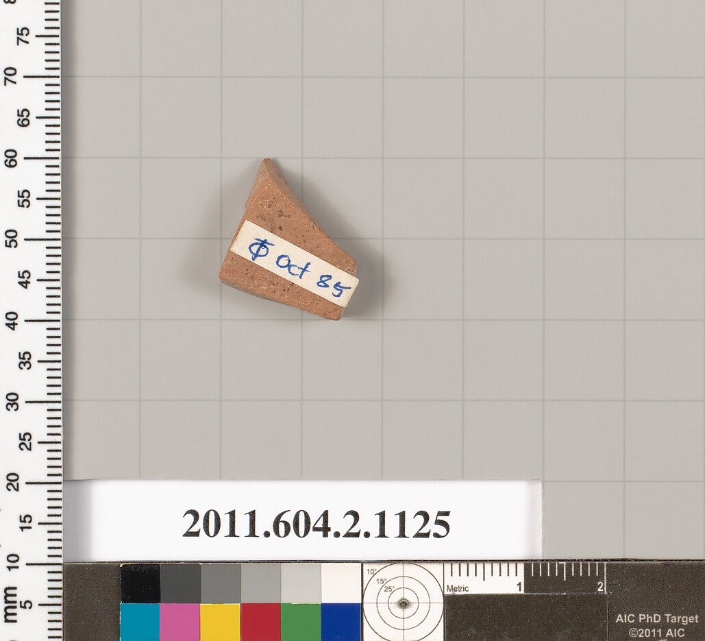 Terracotta fragment of a lekythos (oil flask)?, Terracotta, Greek, Attic