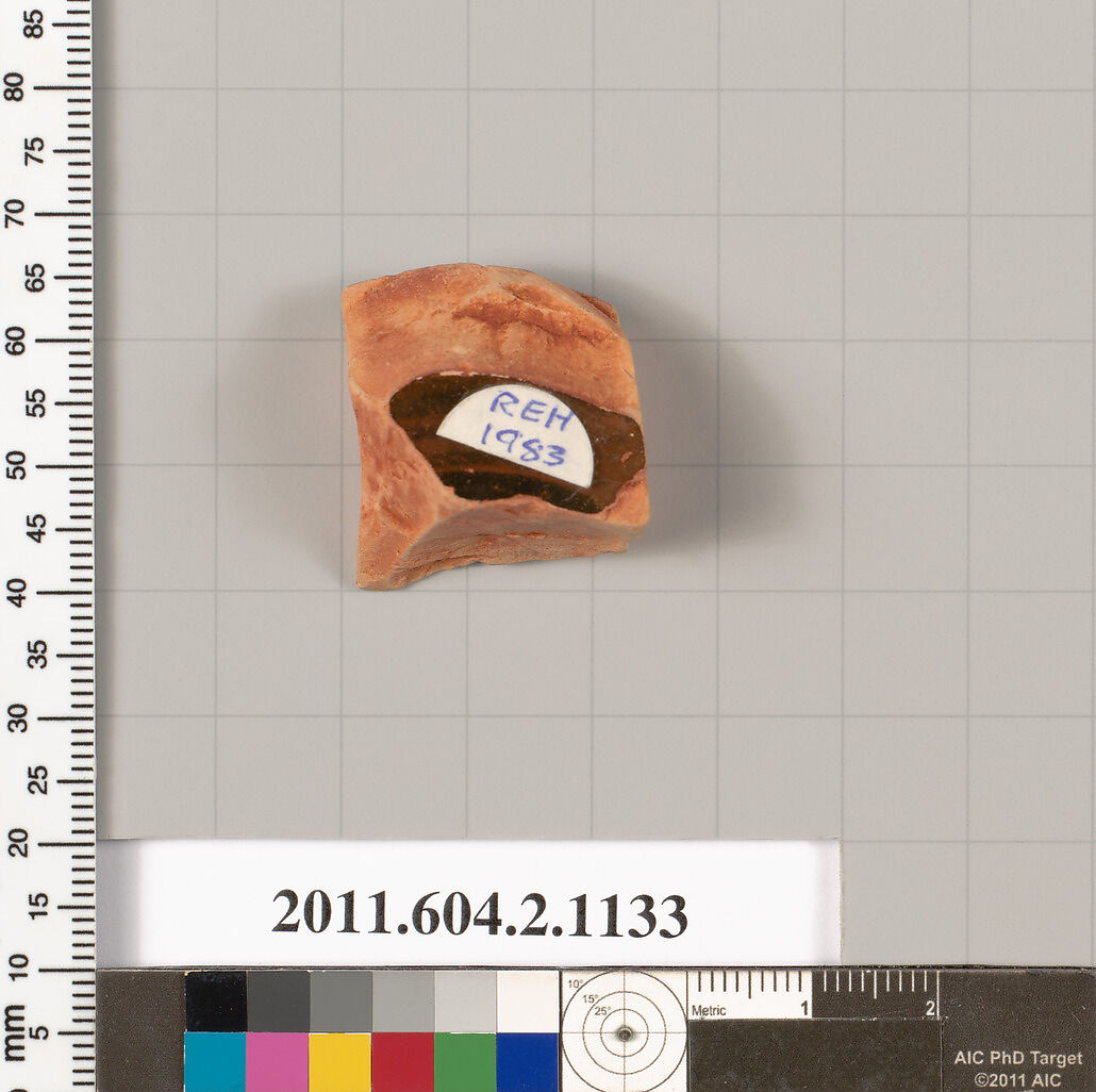 Terracotta fragment of a standlet, Terracotta, Greek, Attic