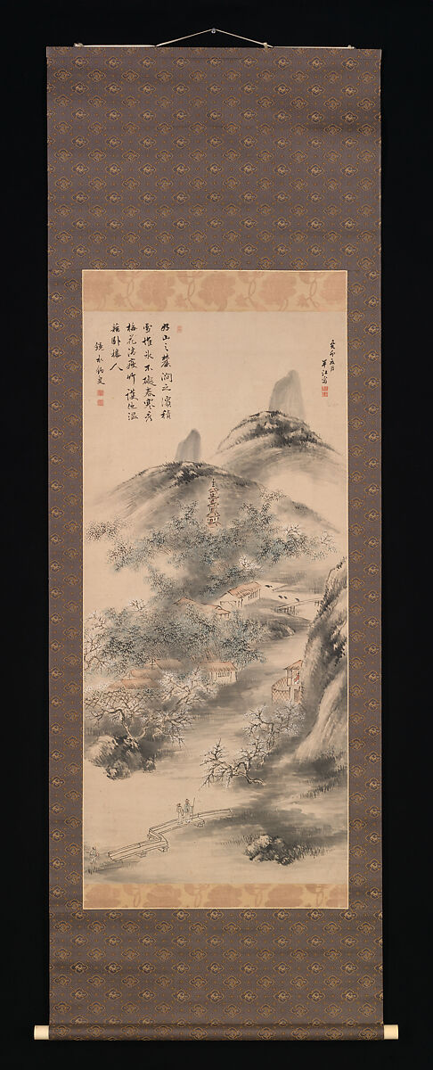 Bamboo and Plum in Early Spring, Okada Hankō (Japanese, 1782–1846), Hanging scroll; ink and color on paper, Japan