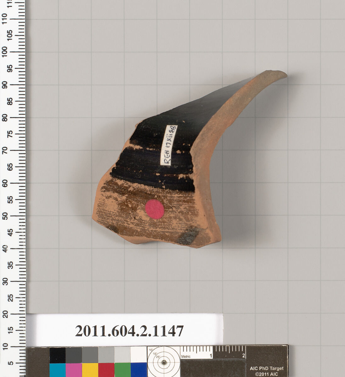 Terracotta fragment of an oinochoe: chous (jug), Terracotta, Greek, Attic