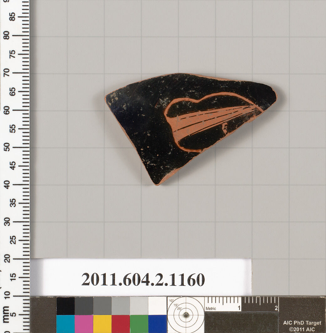 Terracotta fragment of an oinochoe (jug)?, Terracotta, Greek, Attic 