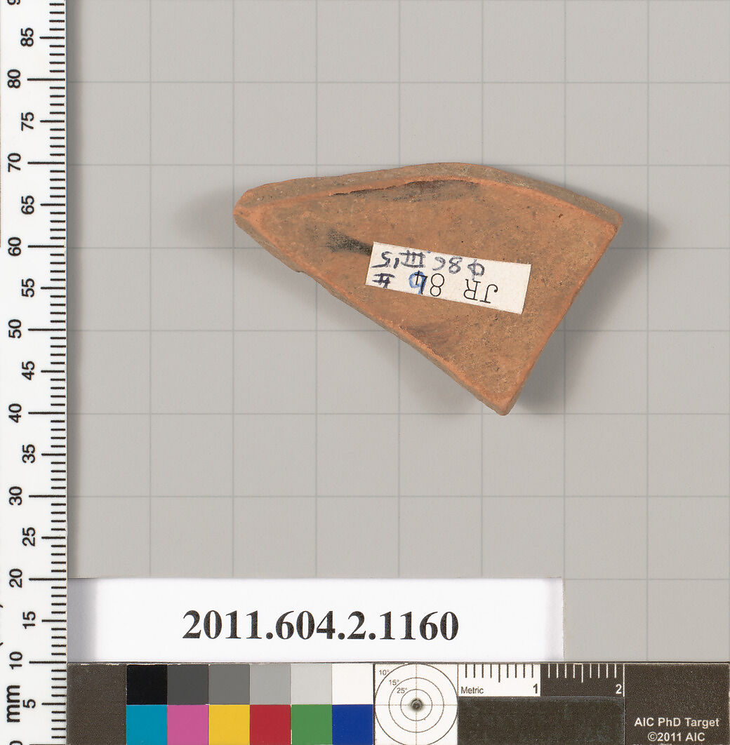 Terracotta fragment of an oinochoe (jug)?, Terracotta, Greek, Attic