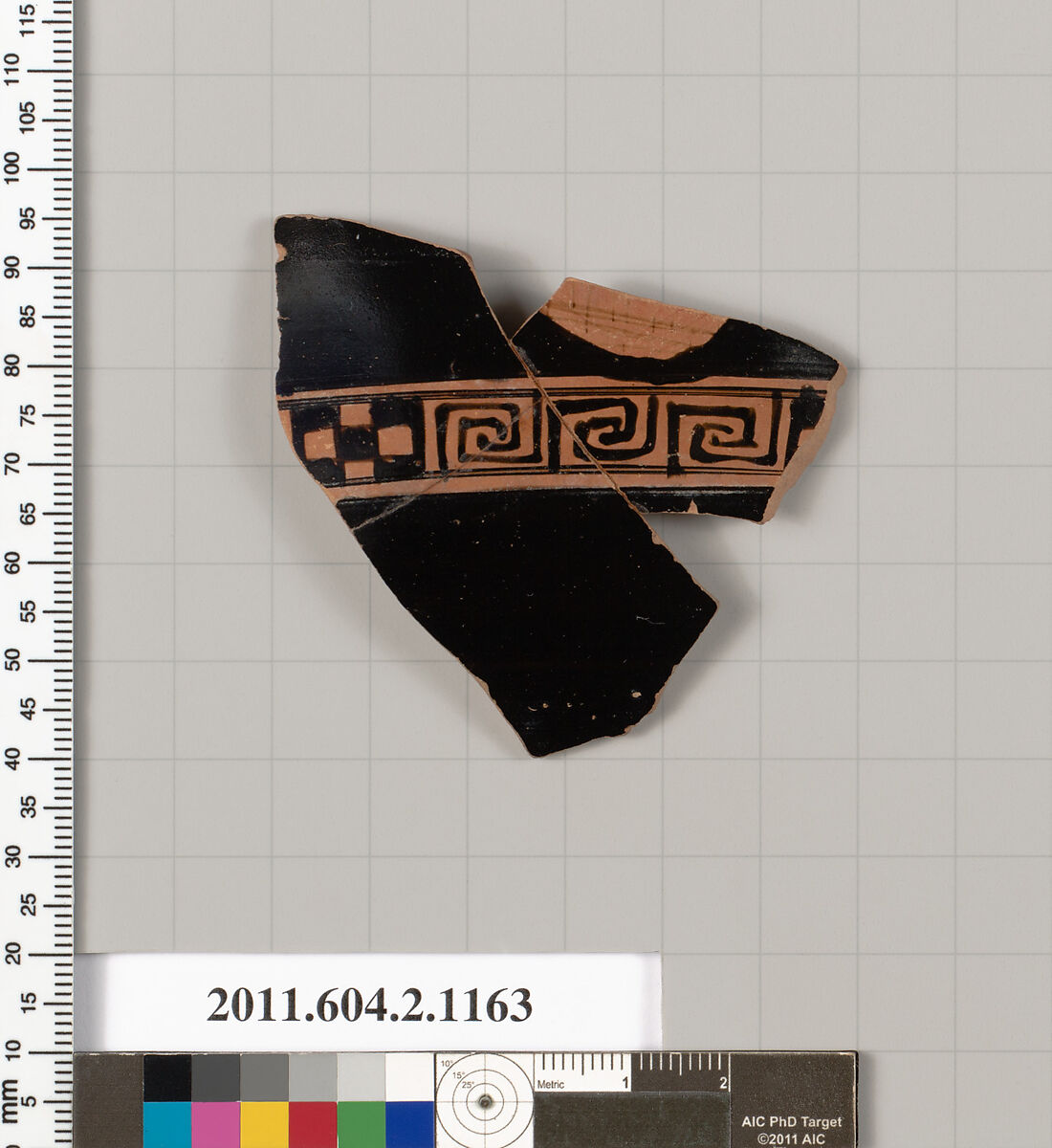 Terracotta fragment of a skyphos (deep drinking cup), Terracotta, Greek, Attic 