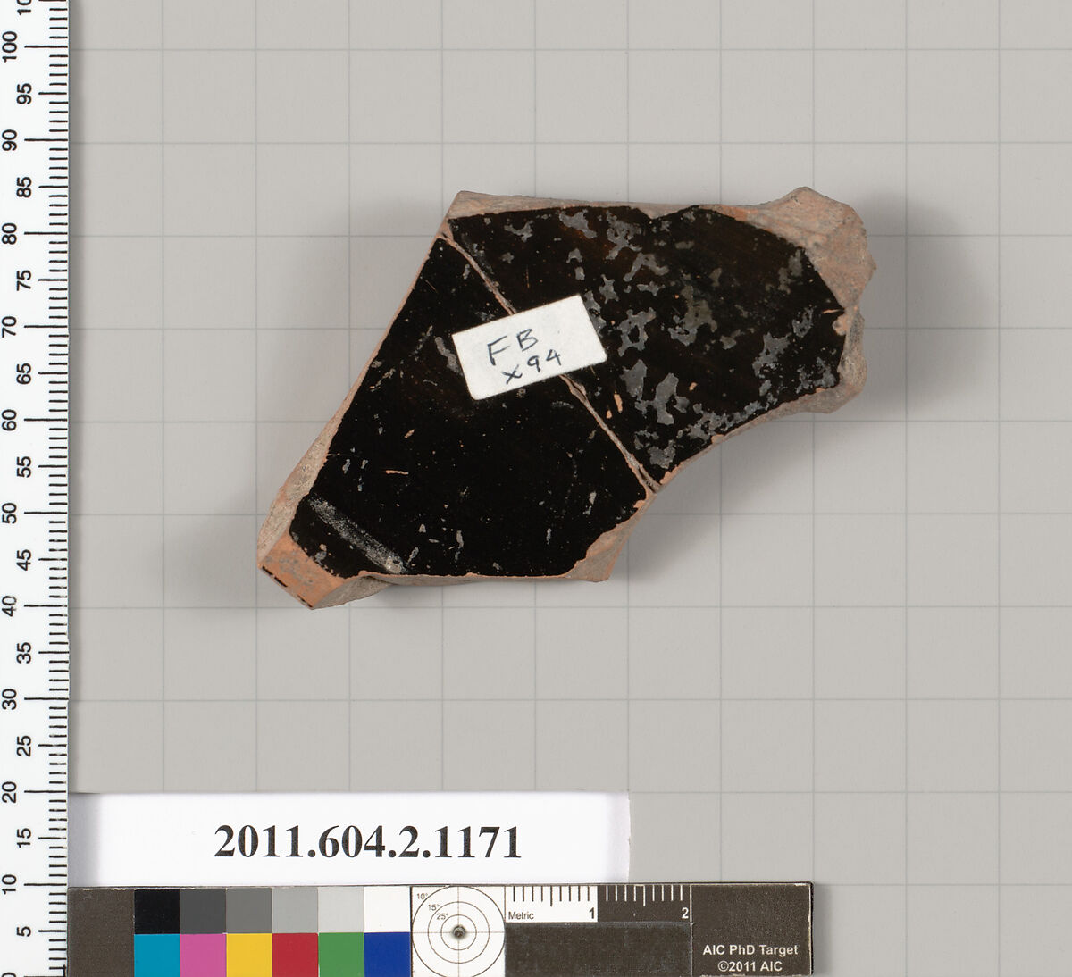 Terracotta fragment of a lekanis lid (covered dish), Terracotta, Greek, Attic