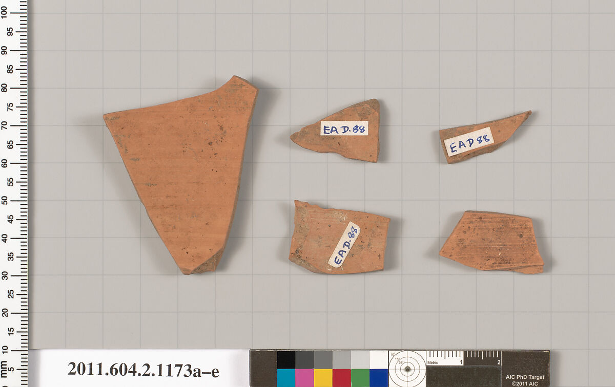 Terracotta fragments of closed shapes, Terracotta, Greek, Attic