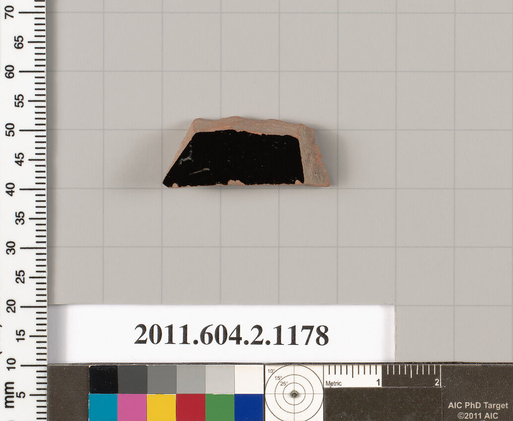 Terracotta fragment from a pyxis (box)?, Terracotta, Greek, Attic