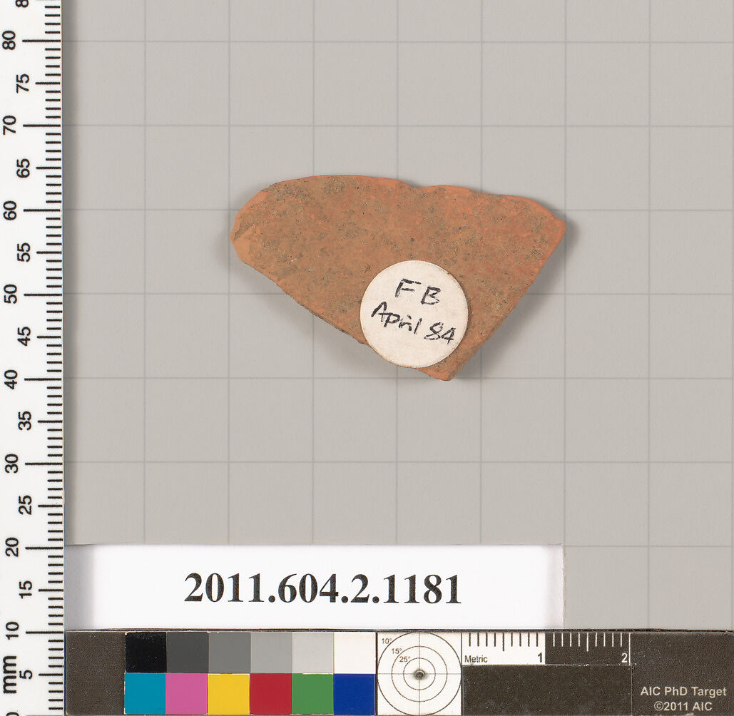 Terracotta fragment of a small, closed shape, Terracotta, Greek, Attic