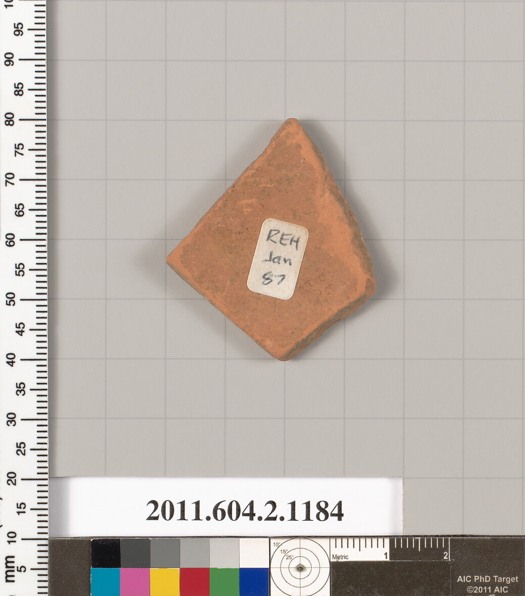 Terracotta fragment of a small, closed shape, Terracotta, Greek, Attic