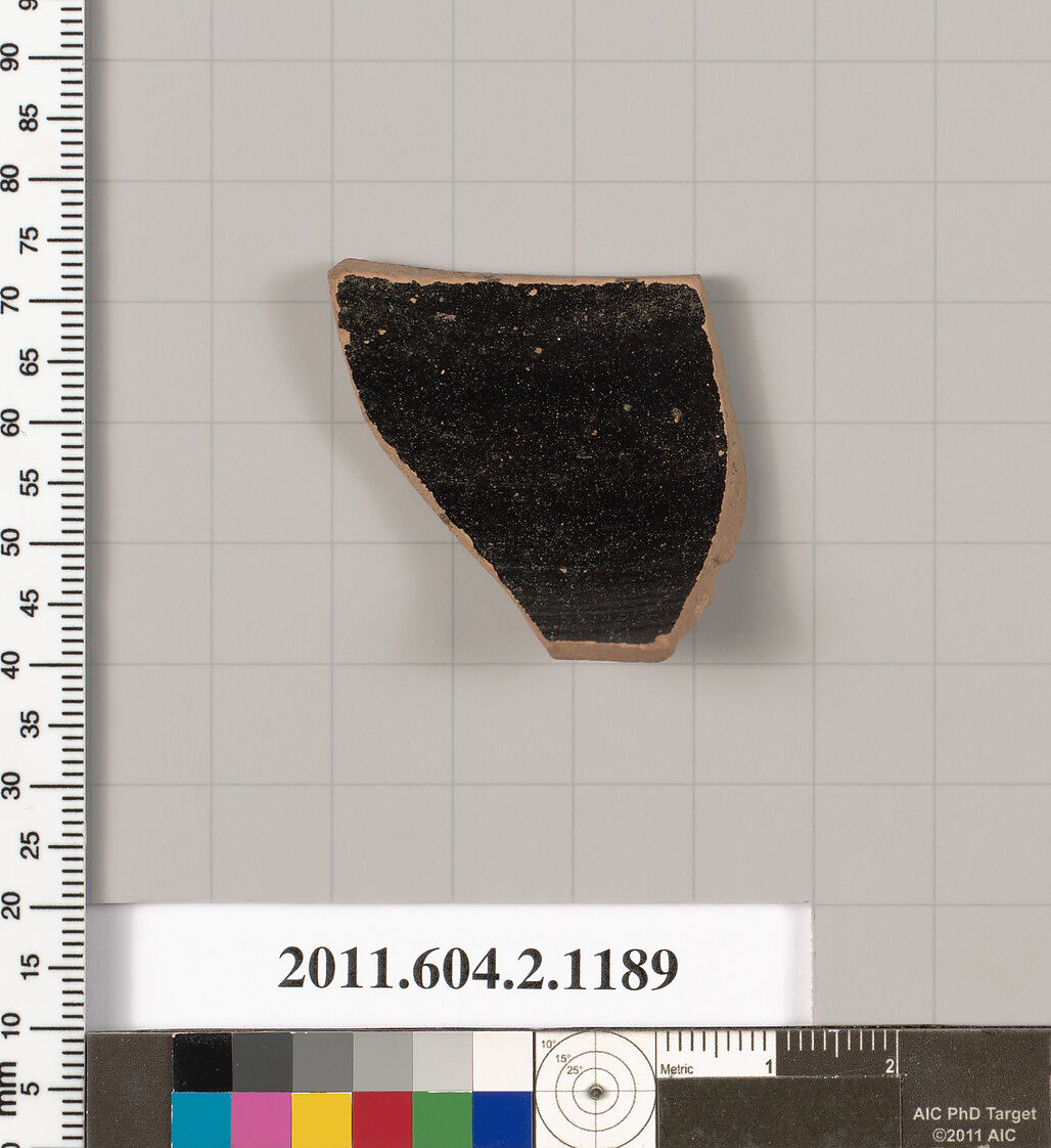 Terracotta fragment from an undetermined shape, Terracotta, Greek, Attic