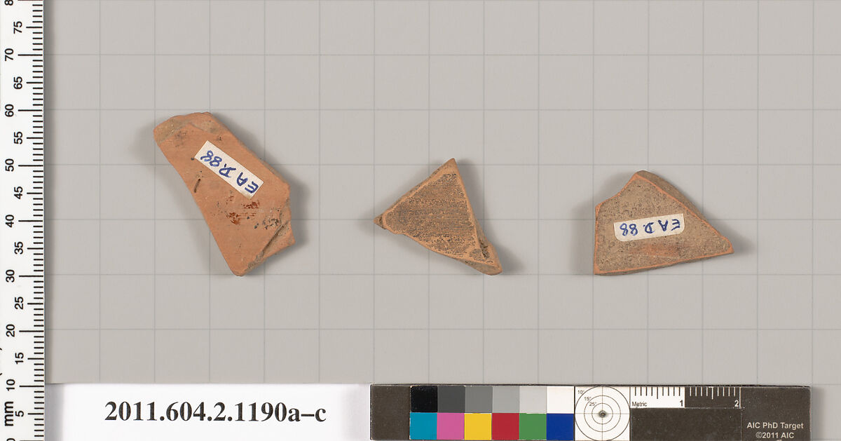 Terracotta fragments from closed shapes, Terracotta, Greek, Attic