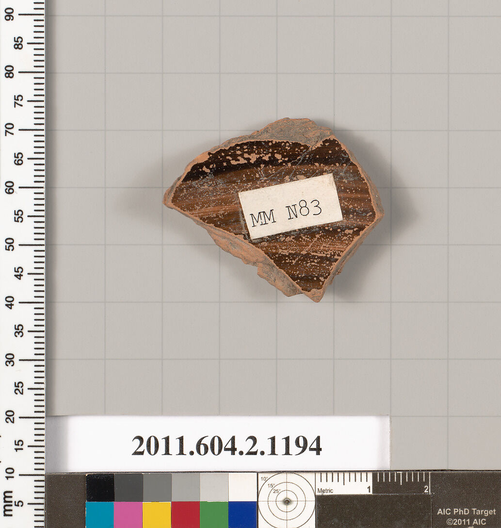 Terracotta fragment of a squat lekythos (oil flask)?, Terracotta, Greek, Attic